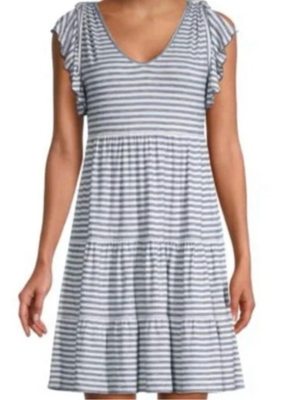 Max Studio dark blue striped tiered maxi dress new with tags size XS